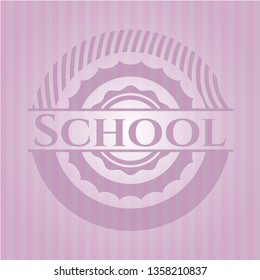 School badge with pink background