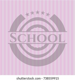 School badge with pink background