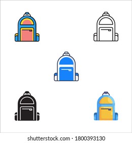 school bag backbag education flat icon