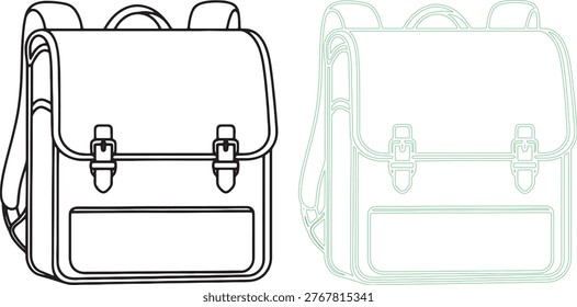 School bag backpack with flap silhouettes