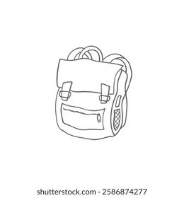 School Bag Backpack hand drawn outline vector illustration