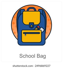 Schultasche und Rucksack Icon Konzept
