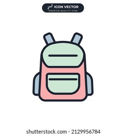 school bag. Backpack icon symbol template for graphic and web design collection logo vector illustration