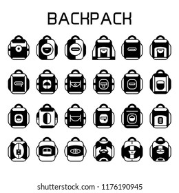 school bag, backpack icons set