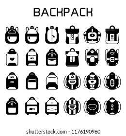 school bag, backpack icons set