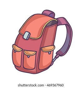 School bag or backpack. Vector Illustration. Isolated on white.