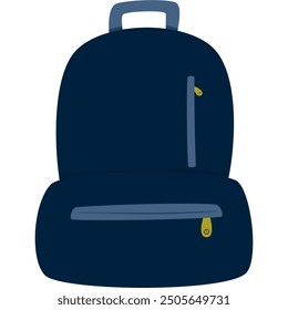 school bag, blue backpack, travel bag, education element, vector illustration