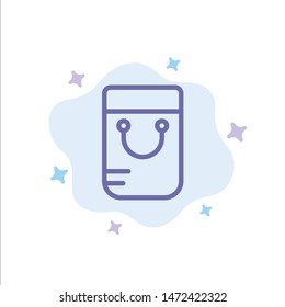 School Bag, Blue Handbag Icon on Abstract Cloud Background