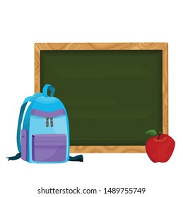 school bag and school board vector illustration
