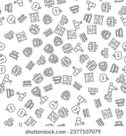 School Bag, Book, Apple, Winner, College, University Seamless Pattern for printing, wrapping, design, sites, shops, apps