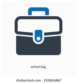 School bag or book bag icon concept