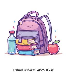 school bag with books isolated vector design  