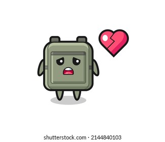 l'illustration de caricature de sac à l'école est un coeur brisé, un joli dessin