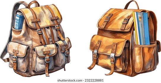 School bag clipart, isolated vector illustration.