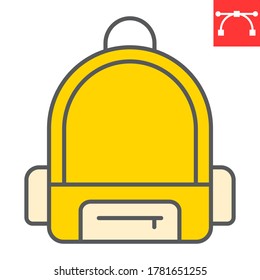 School bag color line icon, school and education, backpack sign vector graphics, editable stroke colorful linear icon, eps 10