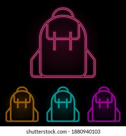 school bag color neon set. Simple thin line, outline vector of web icons for ui and ux, website or mobile application