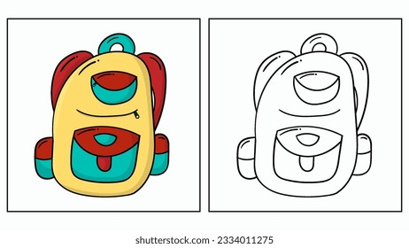 Schultasche-Farbseite Doodle-Hand-Dragezeichnet