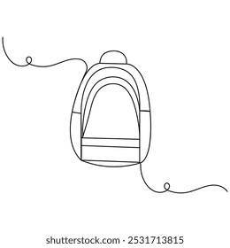 School bag continuous one line drawing outline vector icon 