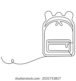 School bag continuous one line drawing outline vector icon 