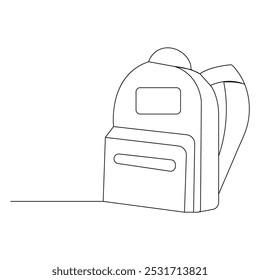 School bag continuous one line drawing outline vector icon 
