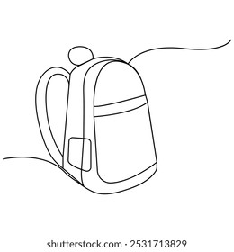 School bag continuous one line drawing outline vector icon 