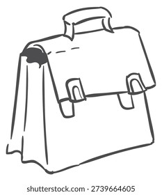 School bag doodle. Briefcase hand drawn icon