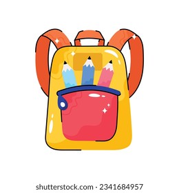 School bag doodle vector filled outline Sticker. EPS 10 file