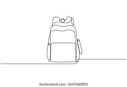 School bag doodle vector illustration concept. Hand drawn, School backpack sticker ready for back to school black and white drawing For children to learn. Editable outline