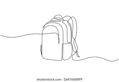 School bag doodle vector illustration concept. Hand drawn, School backpack sticker ready for back to school black and white drawing For children to learn. Editable outline