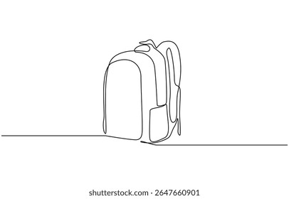 School bag doodle vector illustration concept. Hand drawn, School backpack sticker ready for back to school black and white drawing For children to learn. Editable outline