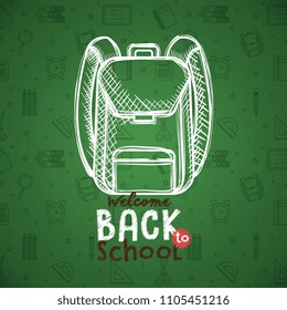 school bag drawing in chalkboard