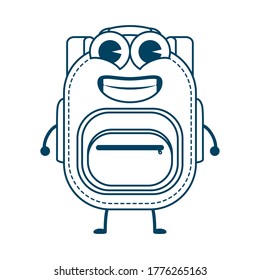 school bag equipment kawaii comic character vector illustration design