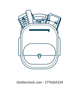 school bag equipment with supplies vector illustration design