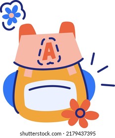 Icono rápido de bolso escolar aislado en blanco