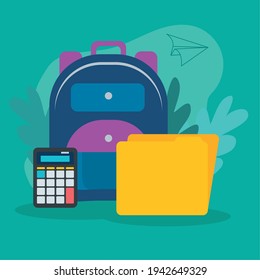 School bag file and calculator
