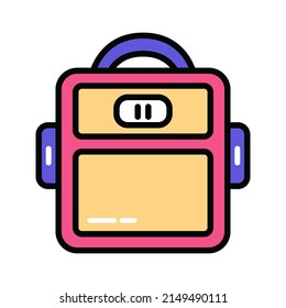School bag filled vector icon. Student backpack icon