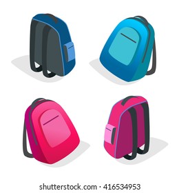 School bag Flat 3d vector isometric illustration