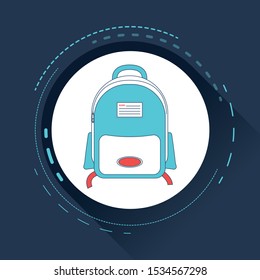 School bag flat design vector illustration.