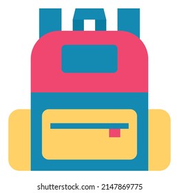 ilustración de vector de icono plano de bolso escolar