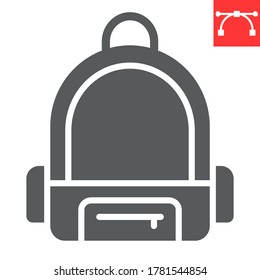 School bag glyph icon, school and education, backpack sign vector graphics, editable stroke solid icon, eps 10