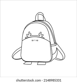 Schultasche. Handgezeichnete Clipkunst. Vektordoodle-Schulsymbole und Symbole einzeln auf weißem Hintergrund.