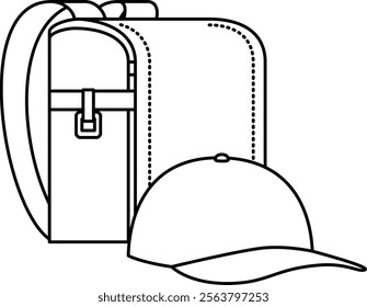 A school bag and hat belonging to an elementary school student