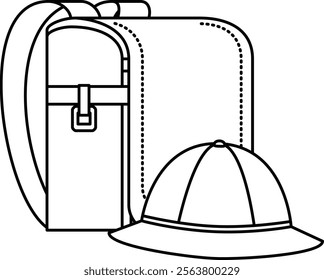 A school bag and hat belonging to an elementary school student