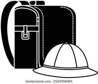 A school bag and hat belonging to an elementary school student