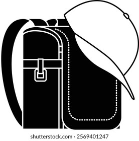 A school bag and hat belonging to an elementary school student