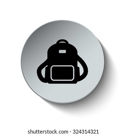 School bag icon. Backpack icon. Bag icon. Rounded button. Vector Illustration. EPS10