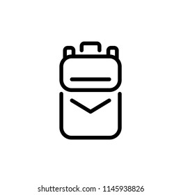 School bag icon backpack simple flat style outline illustration.