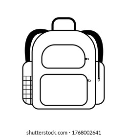 Icono de bolso escolar en negro. De vuelta al concepto escolar. Esenciales para la primaria.