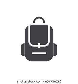 School bag icon in black on a white background. Vector illustration