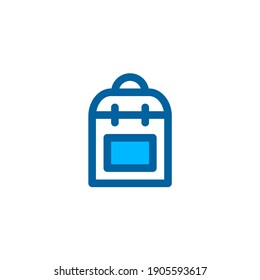School bag icon in blue color style. Vector icon with pixel perfect